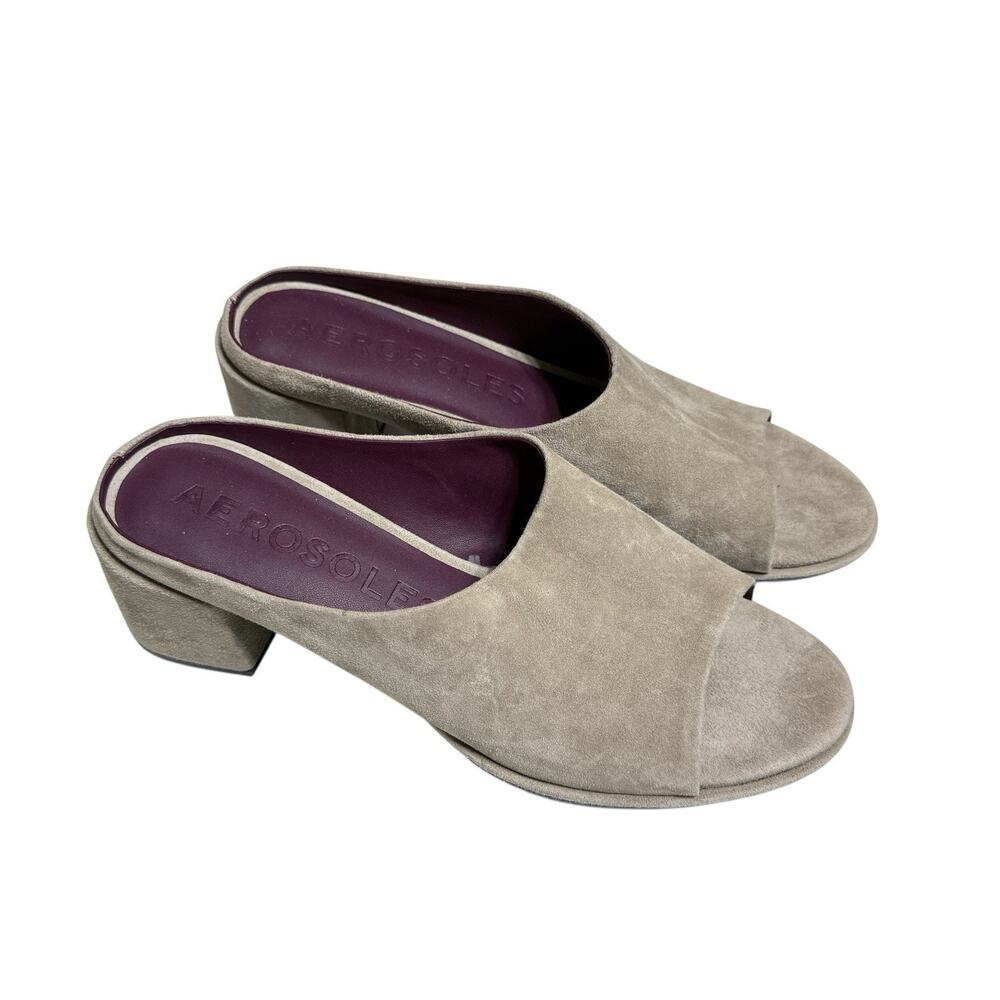Aerosoles Women’s Suede Peep Toe Flats Taupe Comfort Shoes Size 11B